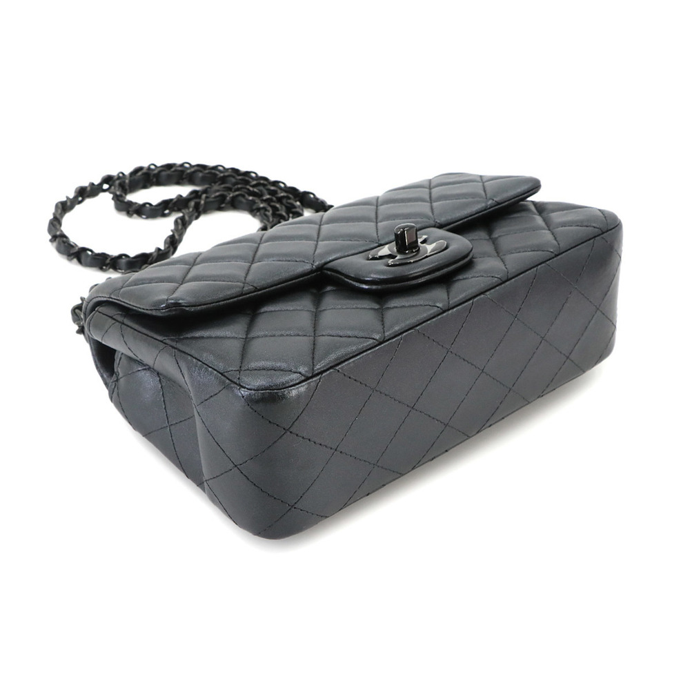 Chanel Mini Matelasse 20 Chain Shoulder Handbag, Leather, Gray, A69900, Black... - Picture 4 of 10